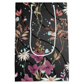 Retro Boho Elegante Wildblumen Mittlere Geschenktüte (Rückseite)