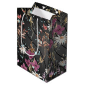 Retro Boho Elegante Wildblumen Mittlere Geschenktüte (Rückseite Schrägansicht)