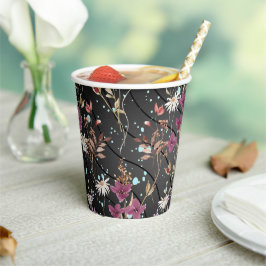 Retro Boho Elegante Wildblumen Pappbecher