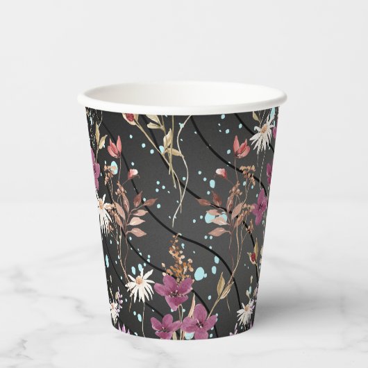 Retro Boho Elegante Wildblumen Pappbecher (Vorderseite)