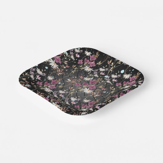 Retro Boho Elegante Wildblumen Pappteller (Gewinkelt)