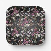 Retro Boho Elegante Wildblumen Pappteller (Vorderseite)