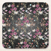 Retro Boho Elegante Wildblumen Rechteckiger Pappuntersetzer (Vorderseite)