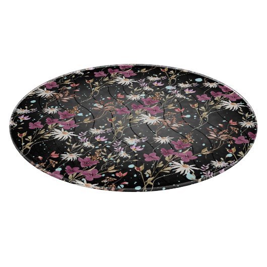 Retro Boho Elegante Wildblumen Schneidebrett (Ecke)