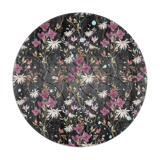 Retro Boho Elegante Wildblumen Schneidebrett (Vorderseite)