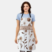 Retro-Boho-Erdige Blumen-Schürze mit individuellem Schürze (Getragen)