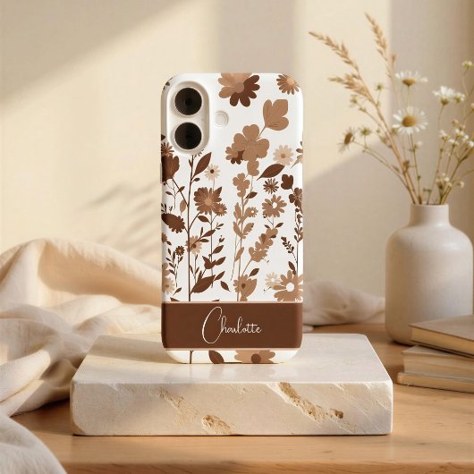 Retro Boho Erdiges Florales Kundennamensschild Case-Mate iPhone Hülle