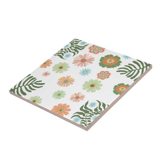 Retro boho farbenfroh florale botanisch stilvoll fliese (Seite)