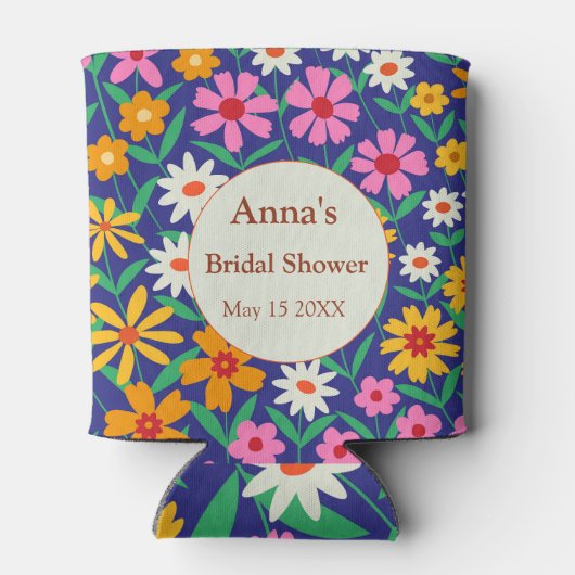 Retro Boho Farbvolle Blume Brautparty Dosenkühler (Rückseite)