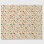 Retro Boho Floral and Feather Pattern Geschenkpapier (Flach)