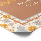 Retro Boho Floral Baby Dusche Begrüßungszeichen Poster (Ecke)