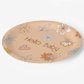 Retro Boho Floral Baby Dusche Hallo Baby Tableware Pappteller (Schrägansicht)
