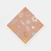 Retro Boho Floral Baby Dusche Hallo Baby Tableware Serviette (Ecke)
