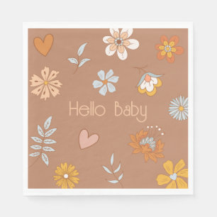 Retro Boho Floral Baby Dusche Hallo Baby Tableware Serviette