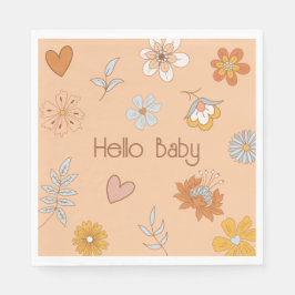 Retro Boho Floral Baby Dusche Hallo Baby Tableware Serviette