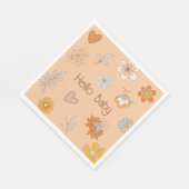 Retro Boho Floral Baby Dusche Hallo Baby Tableware Serviette (Ecke)