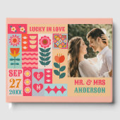 Retro Boho Floral Bold & Bright farbenfrohe Hochze Gästebuch (Vorderseite)