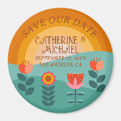 Retro Boho Floral Bold & Bright farbenfrohe Hochze Magnet (Vorne)