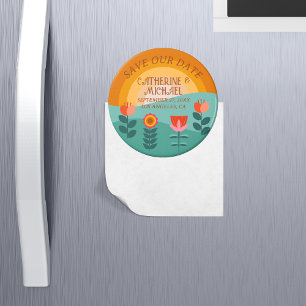 Retro Boho Floral Bold & Bright farbenfrohe Hochze Magnet