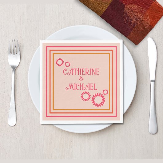 Retro Boho Floral Bold & Bright farbenfrohe Hochze Serviette