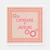 Retro Boho Floral Bold & Bright farbenfrohe Hochze Serviette (Vorderseite)