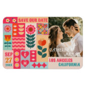 Retro Boho Floral Bold und Bright Save the Date Magnet (Horizontal)