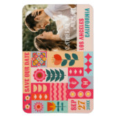 Retro Boho Floral Bold und Bright Save the Date Magnet (Vertikal)