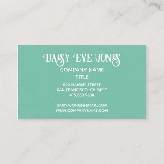 Retro Boho Floral Business Card Visitenkarte (Rückseite)