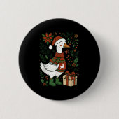 Retro Boho Floral Funny Xmas Silly Goose Lover Chr Button (Vorderseite)