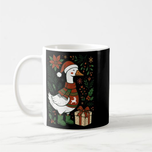 Retro Boho Floral Funny Xmas Silly Goose Lover Chr Kaffeetasse (Links)