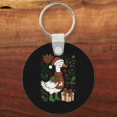 Retro Boho Floral Funny Xmas Silly Goose Lover Chr Schlüsselanhänger (Vorderseite)