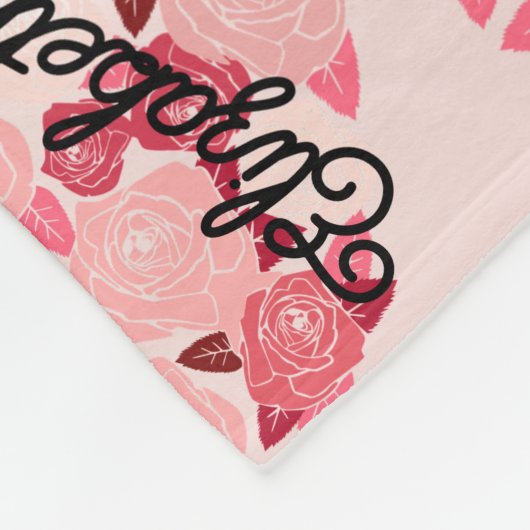 Retro Boho Floral I Herzname Kalligrafie Text Fleecedecke (Ecke)