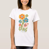 Retro Boho Floral Illustration T-Shirt (Vorderseite)