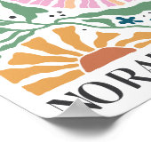 Retro Boho Floral - "Kein Regen keine Blume" Poster (Ecke)