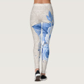 Retro Boho Floral Leggings für Damen Blauer Blumen (Rückseite)