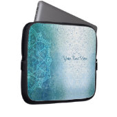 Retro Boho Floral Mandala Zen Light Blue Laptopschutzhülle (Vorne Rechts)