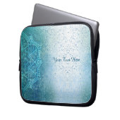 Retro Boho Floral Mandala Zen Light Blue Laptopschutzhülle (Vorderseite Links)