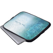 Retro Boho Floral Mandala Zen Light Blue Laptopschutzhülle (Vorne Knopf)