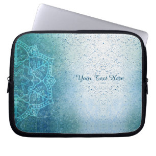 Retro Boho Floral Mandala Zen Light Blue Laptopschutzhülle