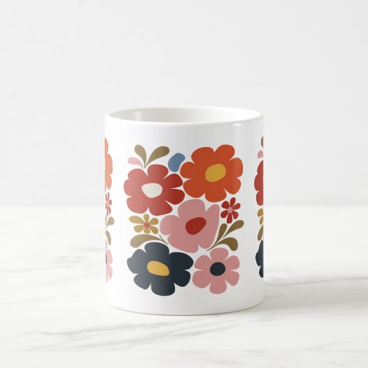 Retro Boho Floral Mitte des Jahrhunderts Moderne Kaffeetasse (Mittel)