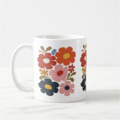 Retro Boho Floral Mitte des Jahrhunderts Moderne Kaffeetasse (Links)