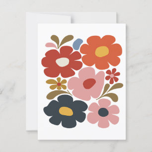 Retro Boho Floral Mitte des Jahrhunderts Moderne Postkarte