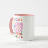 Retro Boho Floral Motivation Quote -Be Kind Always Tasse (Vorderseite Links)