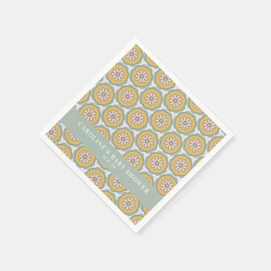 Retro Boho Floral Pastel Custom Baby Dusche Serviette (Ecke)