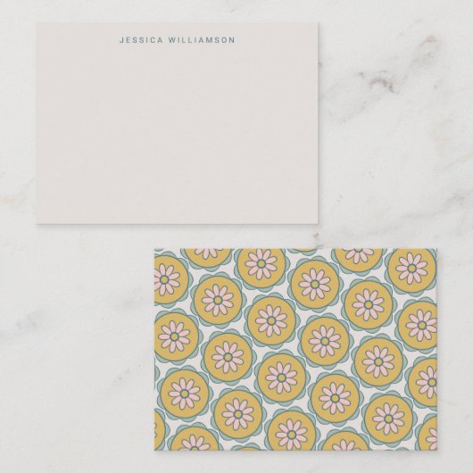 Retro Boho Floral Pastel Custom Geschenkverpackung Mitteilungskarte (Vorne/Hinten)