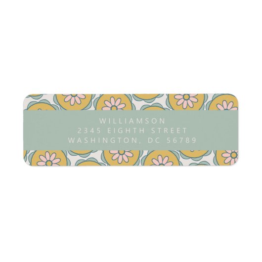 Retro Boho Floral Pastel Dusche Rücksendeadresse (Vorne)