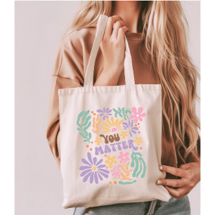 Retro Boho Floral Sie wichtig psychische Gesundhei Tragetasche