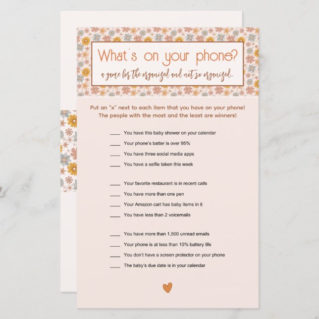 Retro Boho Floral Whats on your Phone Game (Vorne/Hinten)