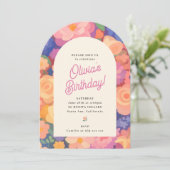 Retro Boho Flower Party Invite Einladung (Stehend Vorderseite)