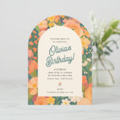 Retro Boho Flower Party Invite Einladung (Stehend Vorderseite)